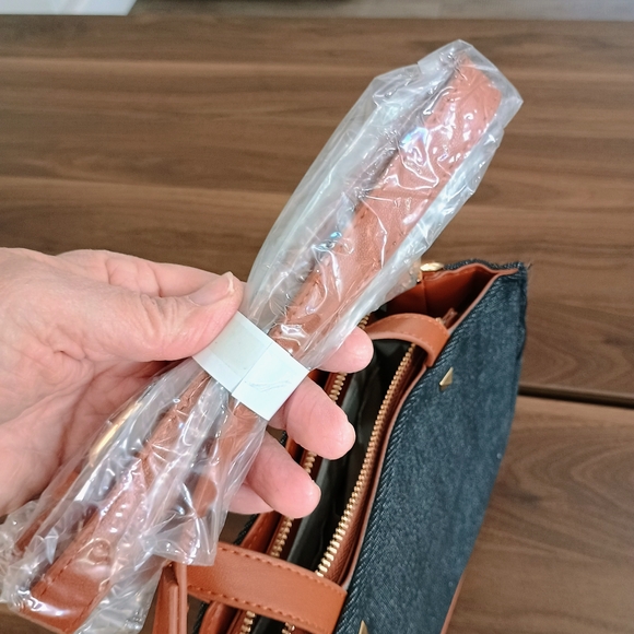 bebe Dark Denim and Tan Mini Bag - Picture 5 of 7